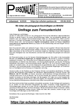 06/2020: Umfrage zum Fernunterricht