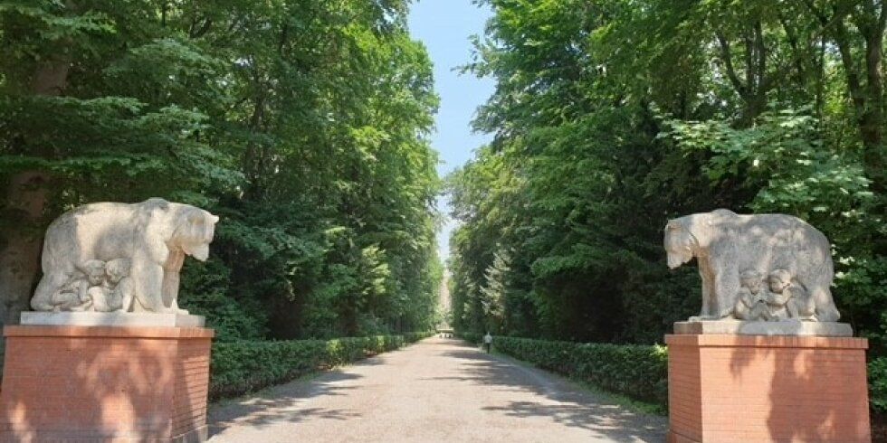 Bärin mit spielenden Kindern Volkspark Jungfernheide