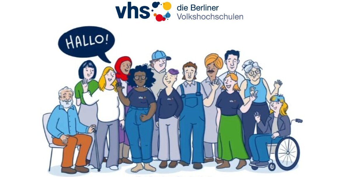 Menschengruppe die freundlich winkt