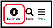 drei Menü-Punkte in der Kopfzeile - Barriere-Freiheit