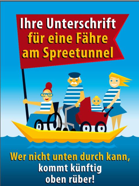 Unterschriftenaktion für die Faehre am Spreetunnel