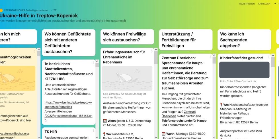 Übersicht der Hilfsangebote für Freiwillige Ukraine Helfende