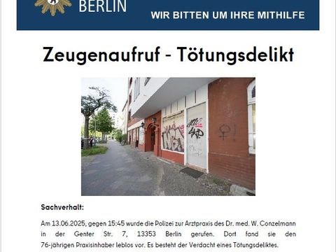 Zeugenaufruf Genter Straße