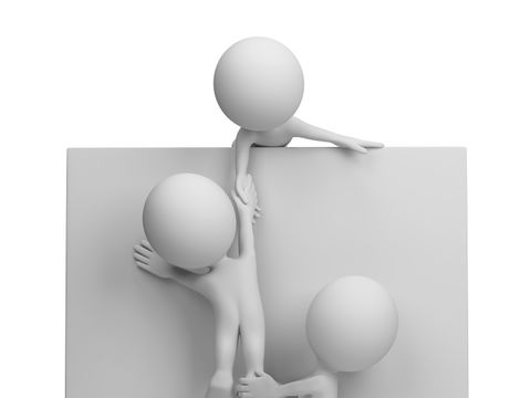 3D Personen - Hilfe für den Freund über die Mauer