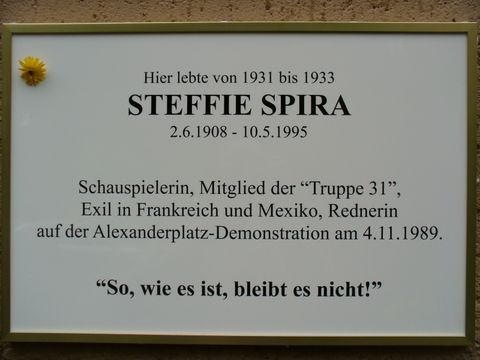Gedenktafel für Steffie Spira, 15.6.2009, Foto: KHMM