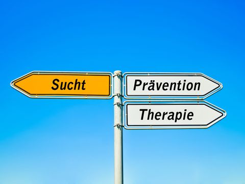 Hinweisschild zur Sucht