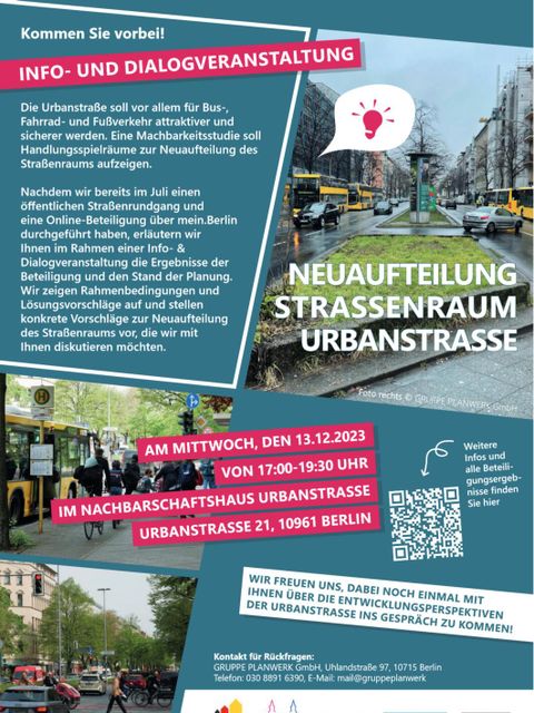 rbanstraße - Plakat für offentliche Veranstaltung 13.12.2023 (Bild: S.T.E.R.N. GmbH, Bildrechte s. Plakat)