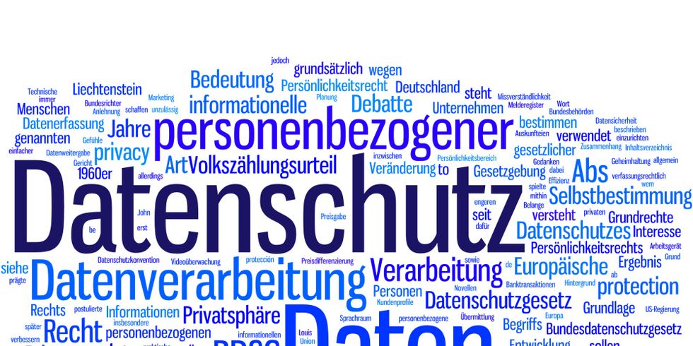 Datenschutzwolke mit Datenschutzbegriffen