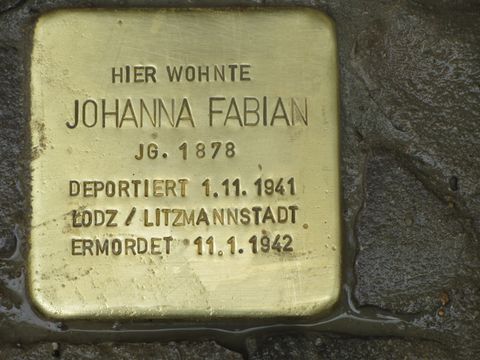 Stolperstein Johanna Fabian, Foto: F. Siebold, April 2013