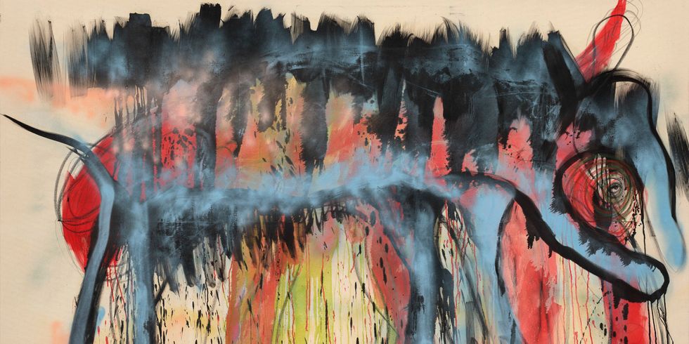Stephan Homann Rochade 2021 Mixed Media auf Leinwand 200x300cm