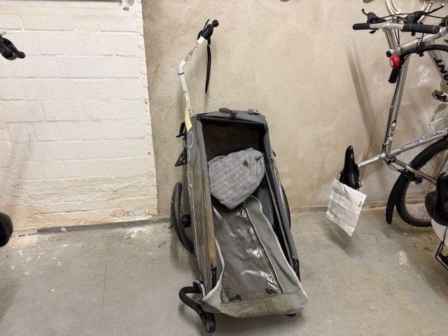 Grauer Kindertransportanhänger