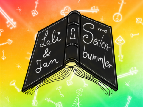 Logo des Podcasts Seitenbummler mit Illustration von einem aufgeschlagenen Buch