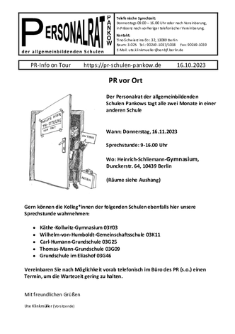 PR vor Ort am 16. November 2023 im Heinrich-Schliemann-Gymnasium