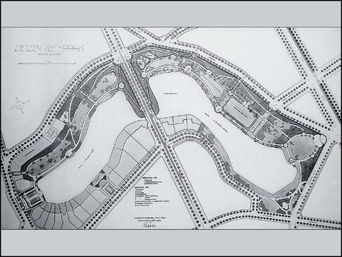 Erwin Barth - Lietzenseepark, Gesamtentwurf, M 1:1000, 1920, Tusche/Transp.