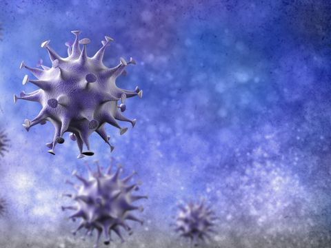 Coronavirus-Zellen Ausbruch, eine Epidemie der Coronavirus-Krankheit 2019-2020. Covid-19, verursacht durch das Sars-Cov-2-Virus. 3D-Darstellung