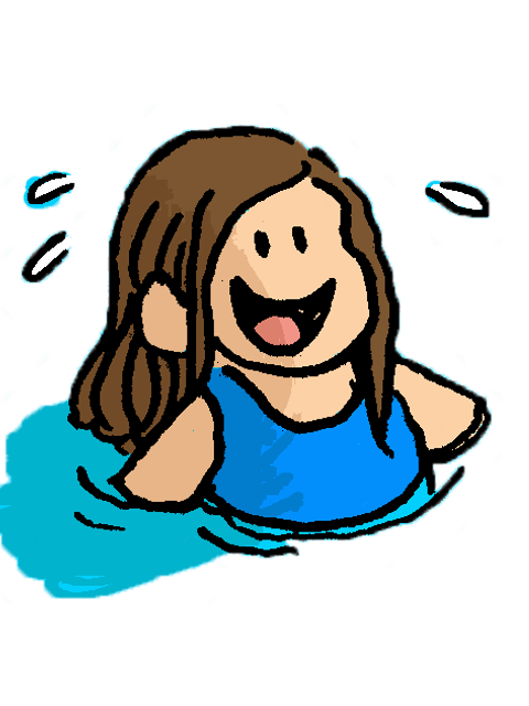Grafik mit schwimmendem Mädchen