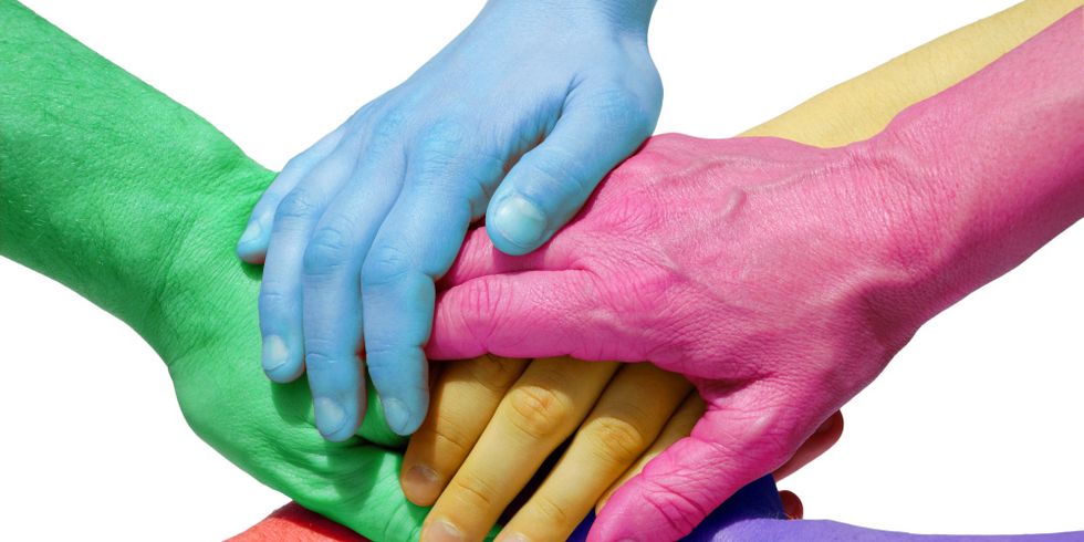 Bunte Hände von Menschen