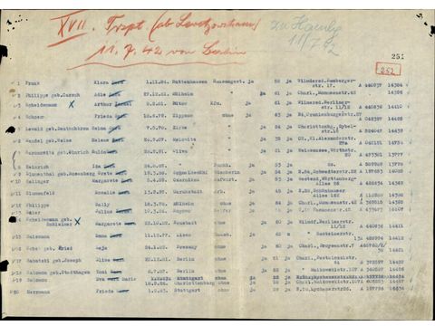 Deportationsliste 11. Juli 1942