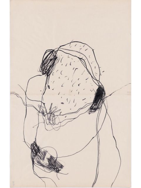 Hagen Klennert: Der Pilot, 1993, Feder und Tusche auf Papier, 98 x 63 cm (Bild: Kunstsammlung Pankow, © VG Bild-Kunst, Bonn 2023)