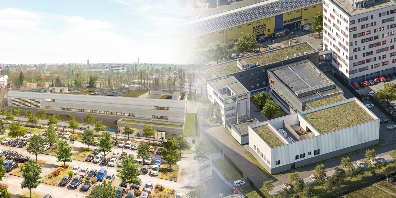 Zwei Luftbilder der Leitstelle