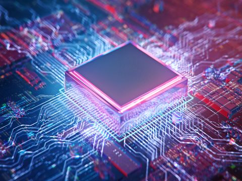 AI. Circuit board. Technology background. Central Computer Processors CPU concept. Motherboard digital chip. Tech science background. Integrated communication processor. 3D illustration