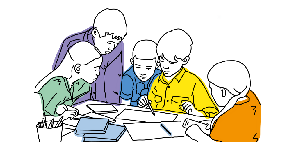 Illustration zusammen lernen