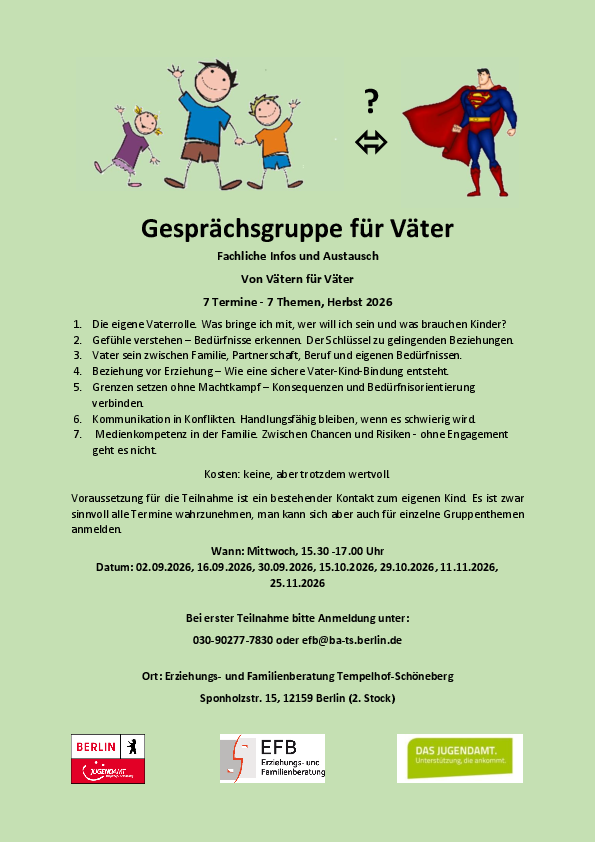 Die Herbsttermine der Gesprächsgruppe für Väter