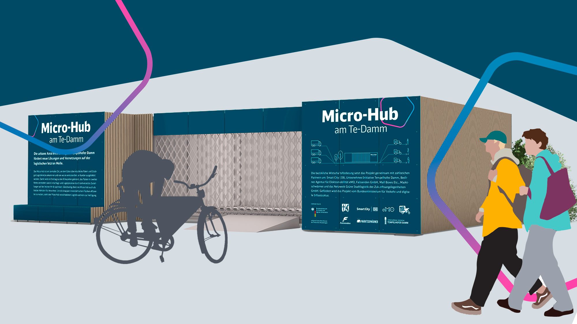 Ein Fahrrad steht vor dem Microhub.