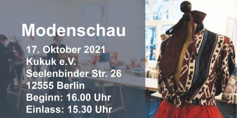 Plakat zur Modenschau des Frauenzentrums Treptow-Köpenick