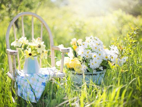 Gartenstuhl mit Blumendeko