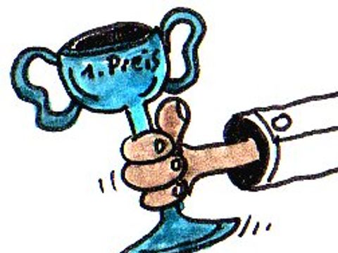 Cartoonzeichnung Siegerpokal - von Eckehard Plum