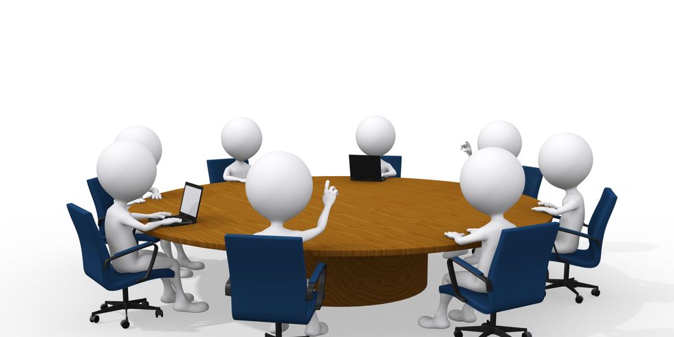 Meeting, Beratung abstrakter Personen an einem runden Tisch