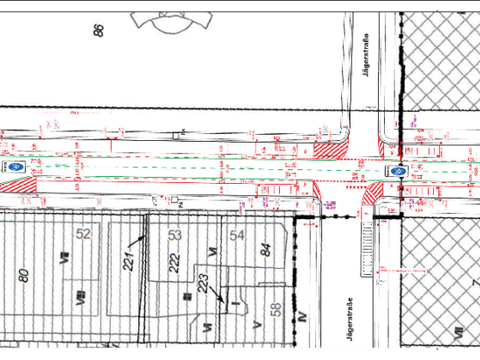 Charlottenstraße: Verkehrszeichenplan zwischen Französische Straße und Jägerstraße (Bild: BA SGA Mitte)