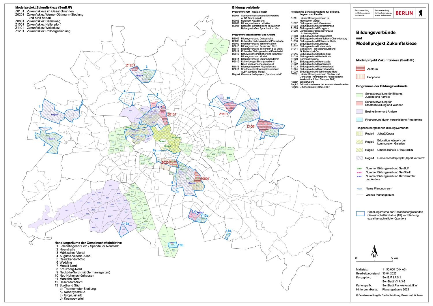Berliner Karte Bildungsverbünde Zukunftskieze