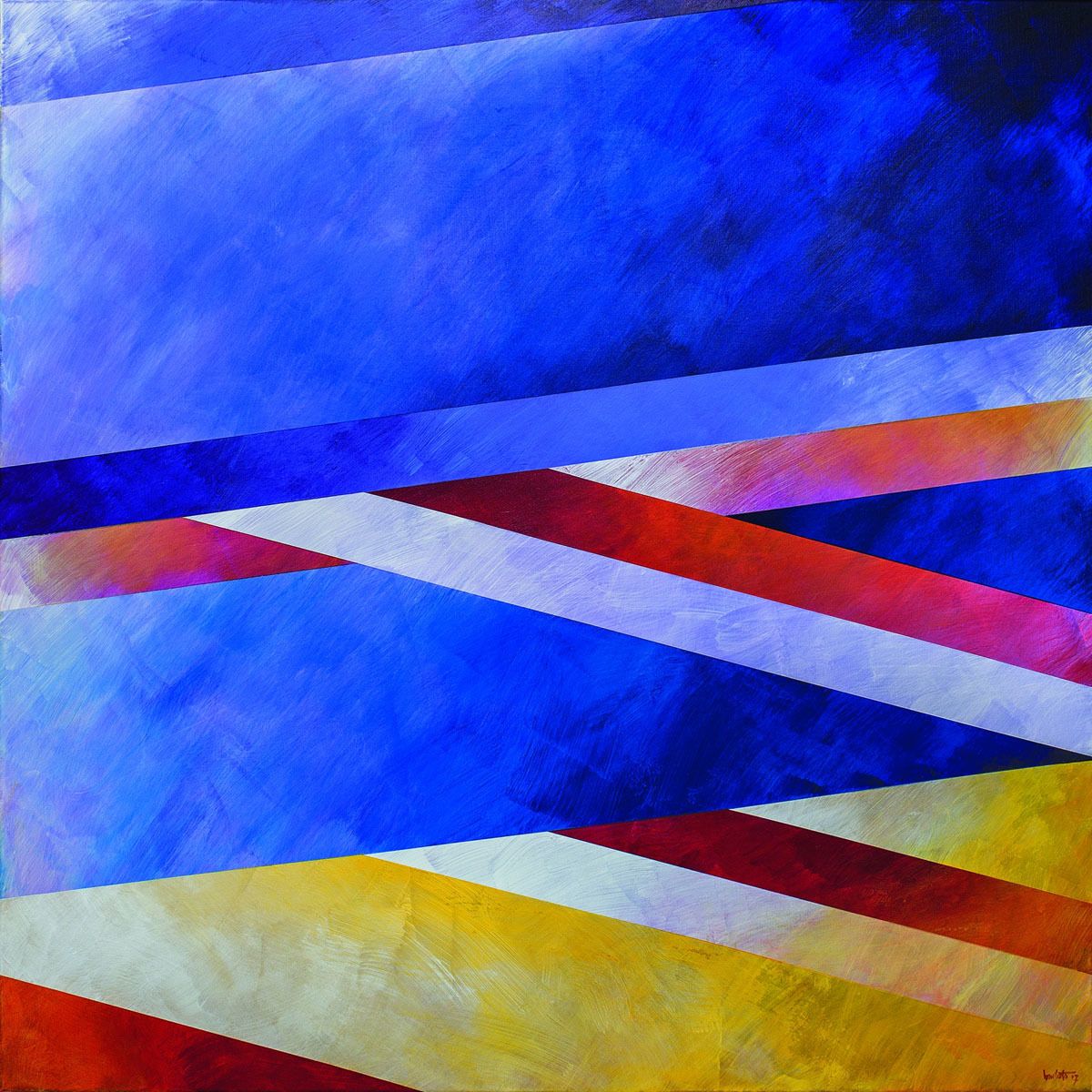 Kamal Boullata, “Angelus II-3”, 2017, Acryl auf Leinwand, 100 x 100 cm