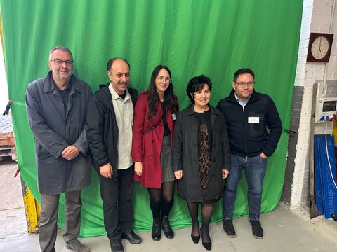 Reinickendorfer Katastrophenschutz Netzwerktreffen 2025: v.l. Superintendent Thomas Harms, Mehmet Ali Burak und Sarah Anderer vom Katschutz des Bezirksamtes, Bezirksbürgermeisterin Emine Demirbüken-Wegner sowie der Katschutz-Beauftragte Jens Heinrich. (Bild: BA Rdf)