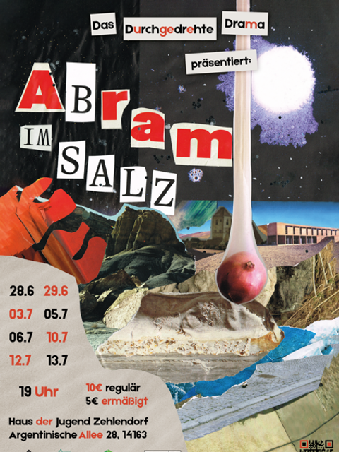 Flyer zur Theateraufführung „Abram im Salz“ von Nelly Sachs (Bild: durchgedrehtes drama)