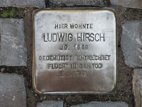 Stolperstein Ludwig Hirsch, Foto: F. Siebold, Juni 2013