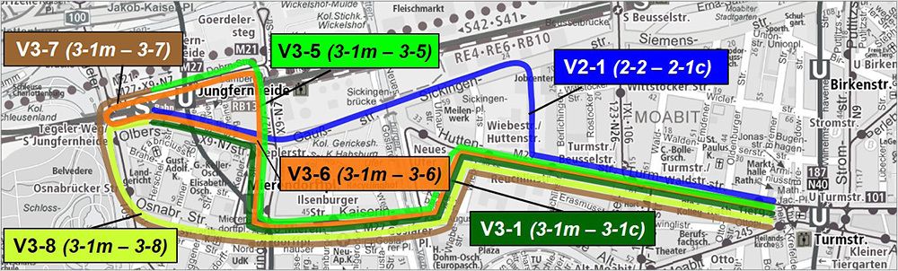 Abbildung 2: Variantenvergleich (Bild: VCDB, Kartengrundlage BVG)
