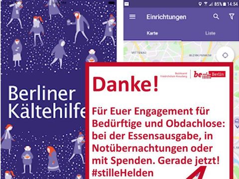 Dank an die Berliner Kältehilfe in einer Sprechblase