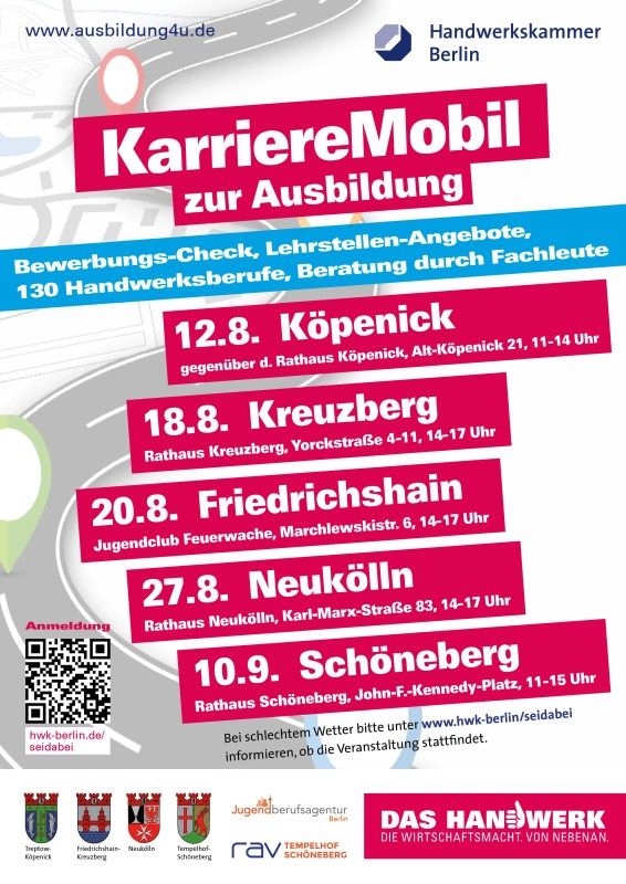 Plakat Ankündigung KariereMobil der Handwerkskammer Berlin