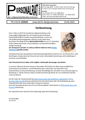02/2023: Verbeamtung