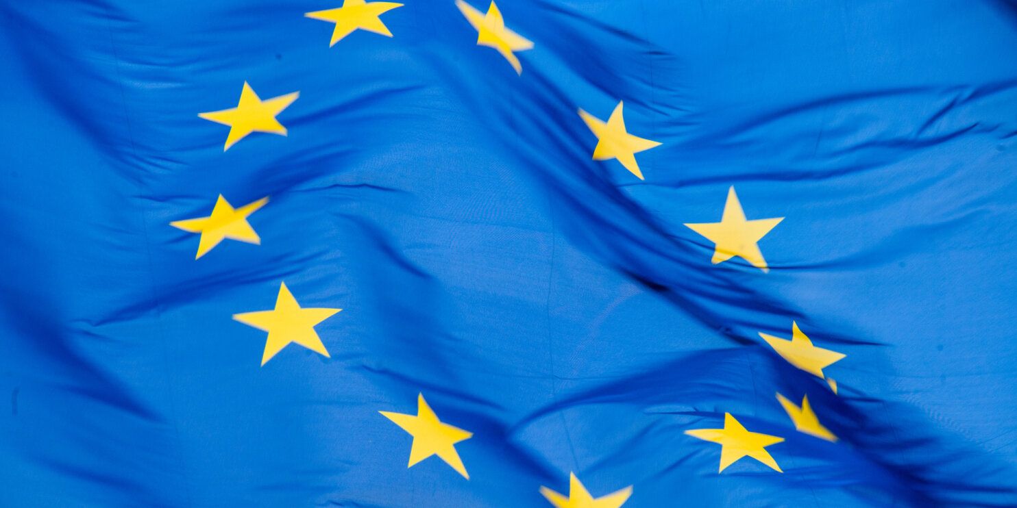 flags and Berlaymont Building