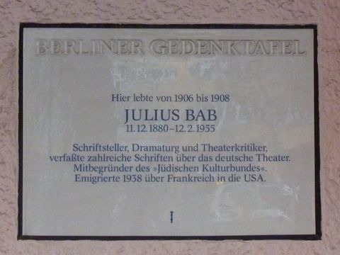 Gedenktafel für Julius Bab, 30.12.2013, Foto: KHMM