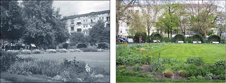 Fotovergleich historisch und heute - Auf dem Savignyplatz mit Blick nach Nordosten