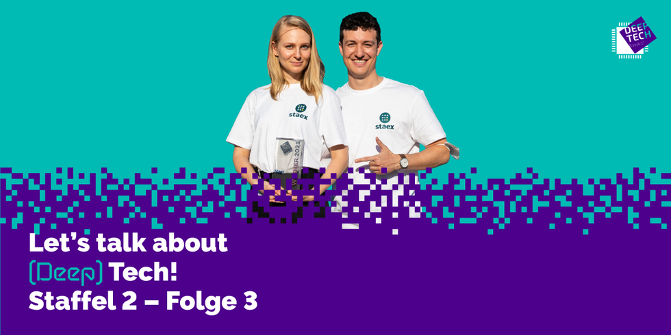 Staex-Team auf lila-türkisem Untergrund