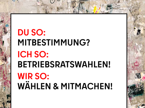 Wir Berlin Grafik mit Textzeilen: Mitbestimmung? Betriebsratswahlen! Wählen & Mitmachen!