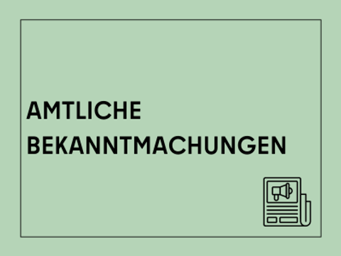 Kachel mit der Aufschrift Amtliche Bekanntmachungen