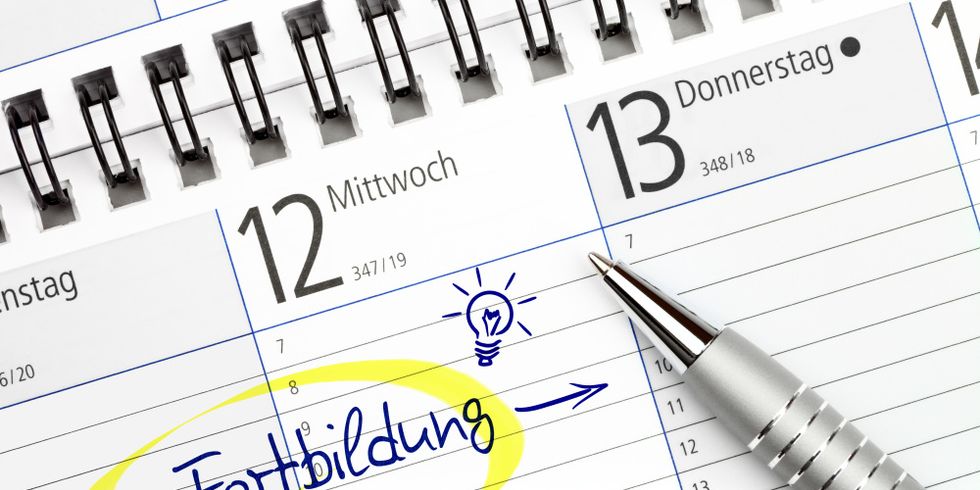 Terminkalender mit Eintrag für Fortbildung
