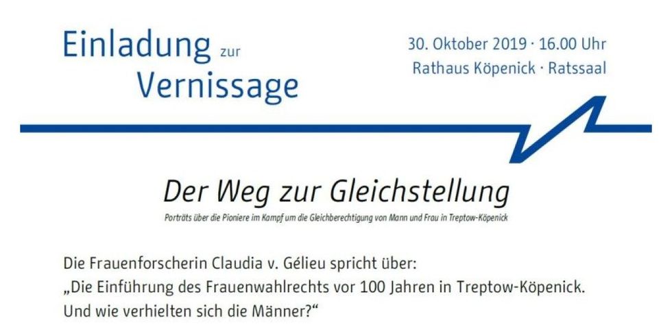 Einladung zur Vernissage Der Weg zur Gleichstellung